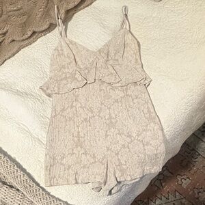 BCBGeneration Cream Ruffle Jumpsuit